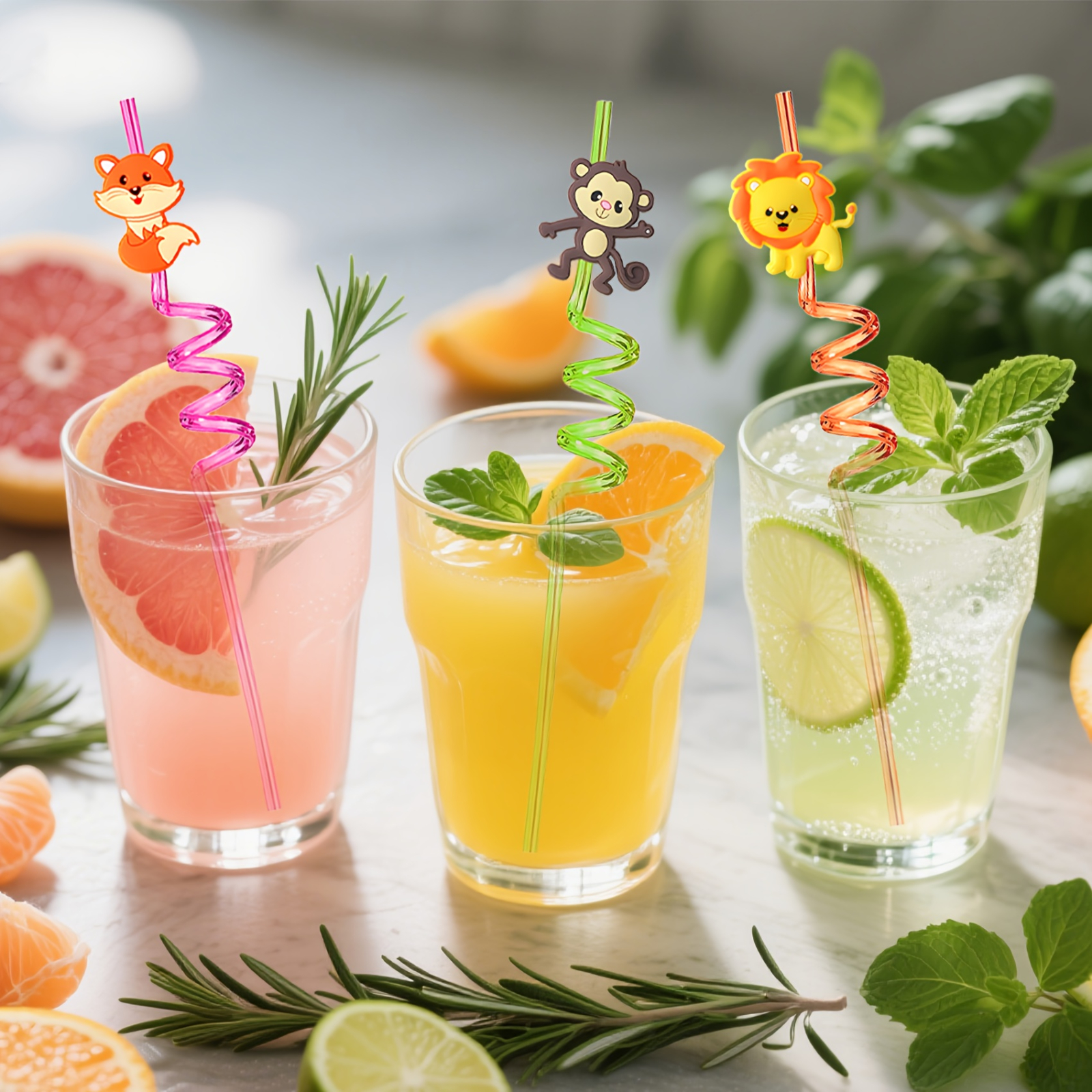 8 pcs Plastic Straws Cartoon A - Hunting And Outdoor Supplies ulasan dan harga