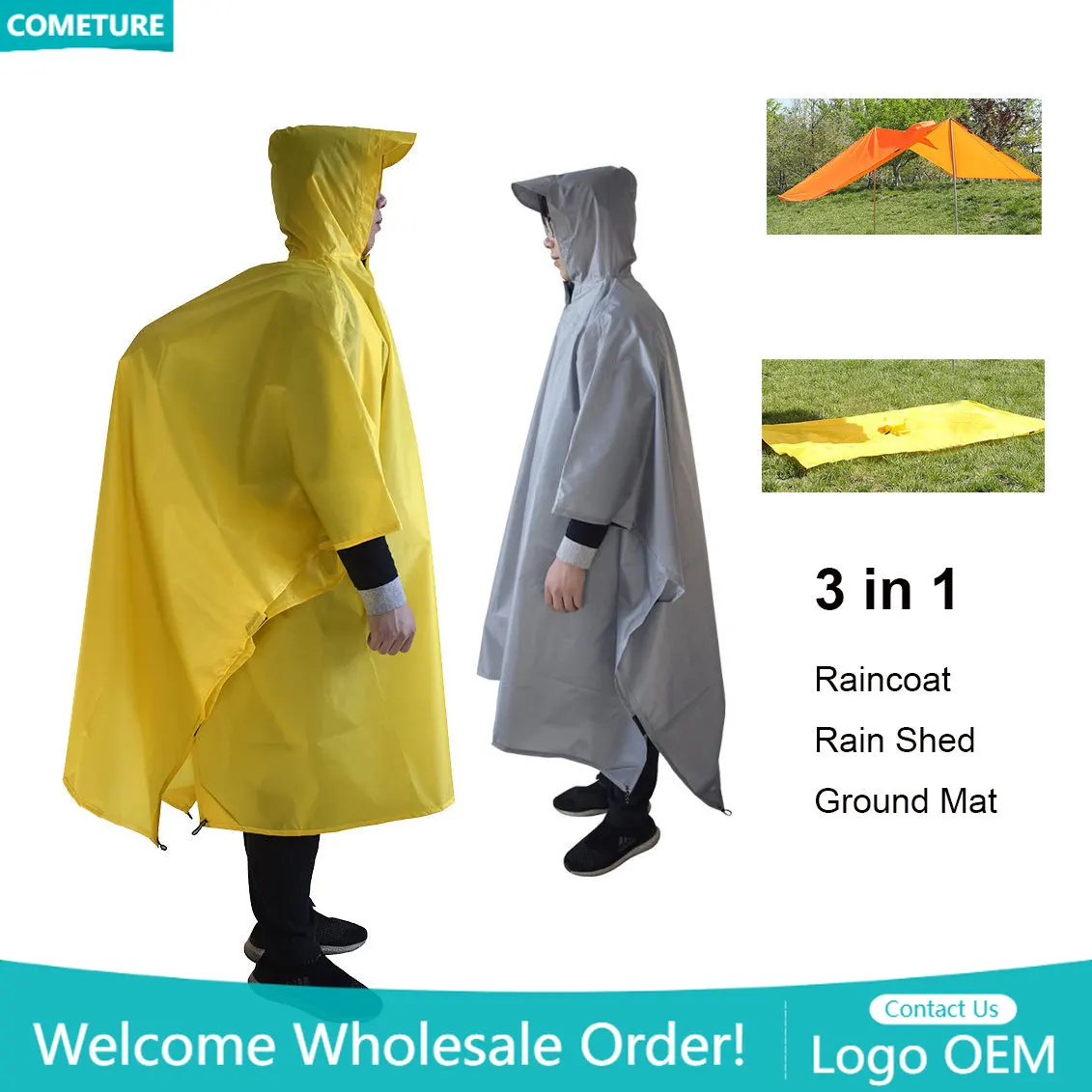 Raincoat 3 In 1 Hiking Poncho  - Hunting And Outdoor Supplies ulasan dan harga